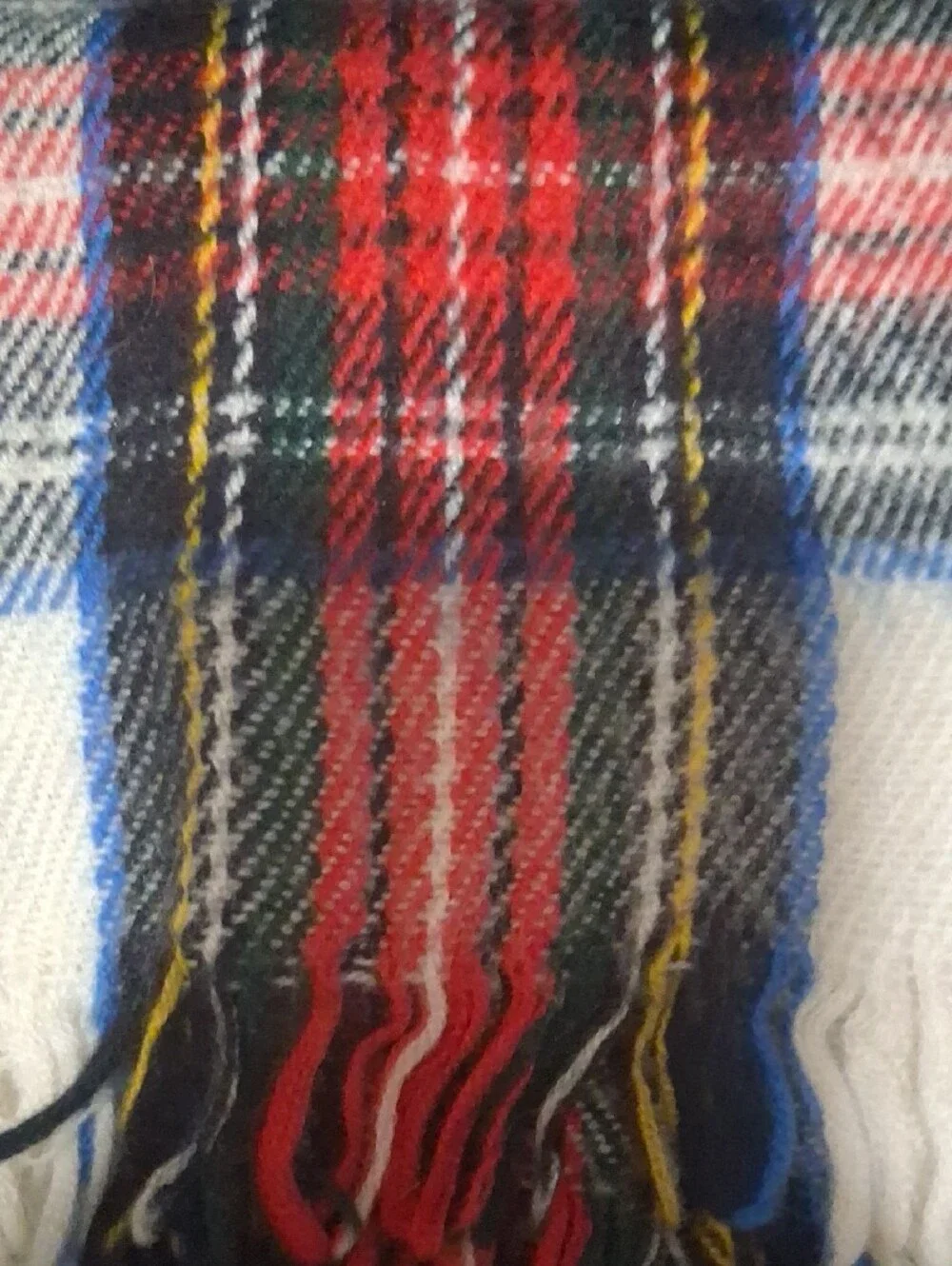 Vintage Tarleton Tartan Plaid Fringe Scarf - Red Green White